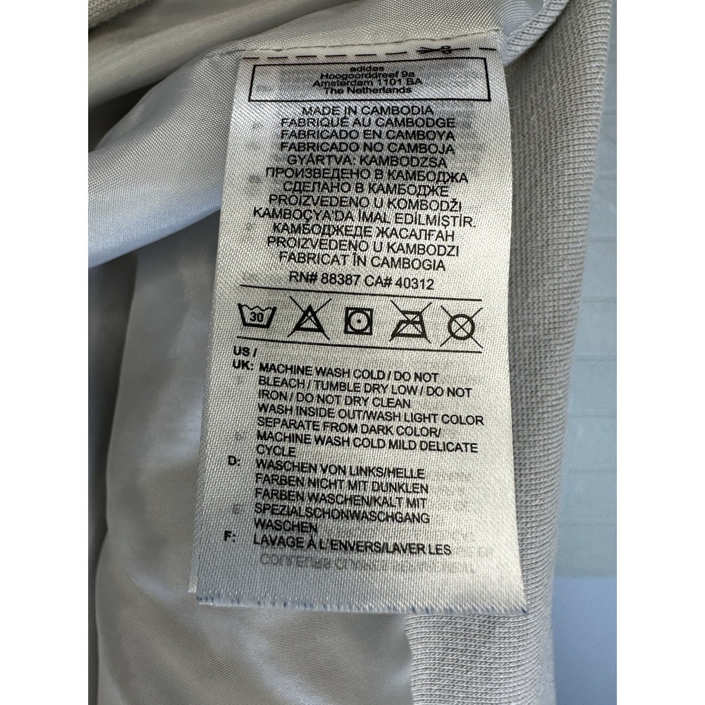 Adidas Gray Silver Bomber‎ Jacket Large Zip Windbreaker Long Sleeve Used - Picture 4 of 8